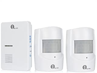 1byone alarma inalambrica para la seguridad del hogar- alarma de entrada- timbre infrarrojo- receptor enchufable y 2 sensores de movimiento infrarrojos- kit de alarma a la intemperie