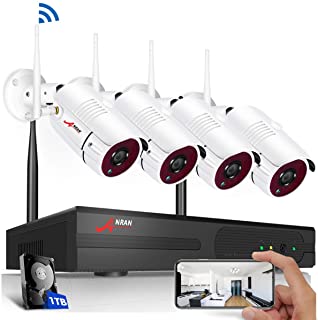 【2020 Nuevo】 ANRAN Kit de Camaras Seguridad WiFi Vigilancia Inalambrica Sistema 4CH 1080P con 4Pcs Camaras de videovigilancia 2MP- Interior y Exterior-IP66 Impermeable-Deteccion de Movimiento-1TB