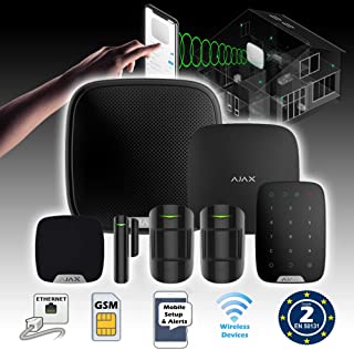 Ajax - Sistema de Alarma Inteligente de Seguridad inalambrica - Kit 3 casa con Teclado - Notificaciones y configuracion a traves de aplicacion movil
