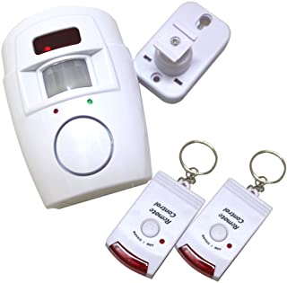 Alarma con sensor de movimiento con 2 llaves de control remoto- soporte de pared ajustable incluido (ideal para casetas- casas- garajes y caravanas)