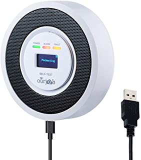 Alarma de Gas- Detector de Gas LPG-Natural-Ciudad- Alimentado por USB Sensor De Fugas De Gas Combustible Butano-Propano-Metano- con Advertencia de Sonido y Pantalla Digital (Blanco- Bateria Incluida)