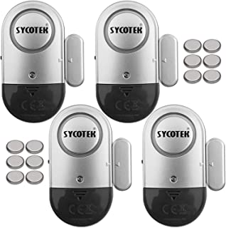 Alarma de Puerta y Ventana- SYCOTEK Sistema de Alarma con Sensor de Movimiento- Negro y Plata- 4 en 1