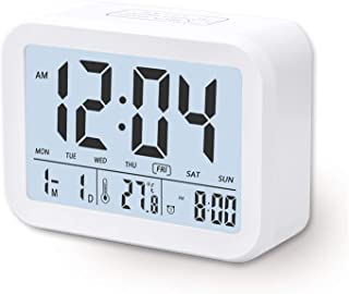 Arespark Reveil Electronique Numerique- Ecran LCD avec Date de Temperature Mode Veilleuse Capteur de Lumiere- Fonction Snooze