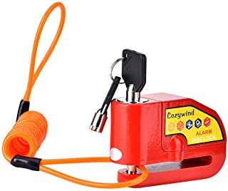 Cozywind Candado Disco Moto con Alarma Antirrobo Dispositivos con Cable Enrollado- Impermeable Candado de Disco- Rojo