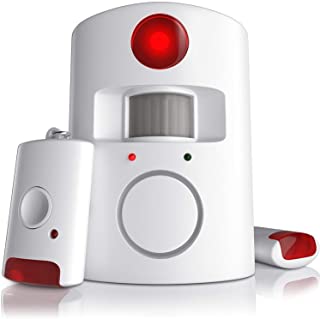 CSL - Kit de sistema de alarma antirrobo inalambrico por infrarrojos - sistema de seguridad para el hogar - Alarma de sensor PIR - Alarma de casa - 100dB - Incluye 2 mandos a distancia