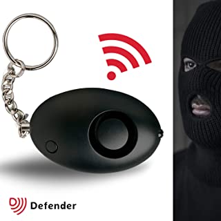 Defender - Alarma de ataque personal Cooper de 130 dBs aprobada por la policia- con linterna y de color negro