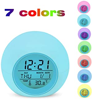 Despertador Digital Electronico- Lypumso Reloj Alarma con 7 Colores Luz de Noche- Pantalla LED con Hora- Fecha- Temperatura- Funcion Snooze [Regalo]