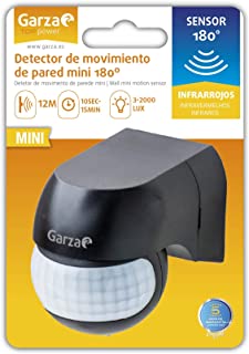 Garza Power - Detector de Movimiento Infrarrojos Mini de Pared- uso Exterior- angulo de Deteccion 180º- Negro