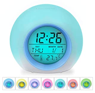 HAMSWAN Despertadores- [Regalo] Reloi Alarma- Clock- Despertadores Cambiado Entre 7 Colores con 8 Tonos- Tempreatura para Padres Estudios y Ninos ect.