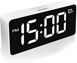 HOMVILLA Reloj Despertador Digital- LED Despertadores Electronicos Espejo y 2 Alarma Puerto de Carga USB- 12-24 Horas- Brillo Ajustable- funcion de Despertador- 25 musica