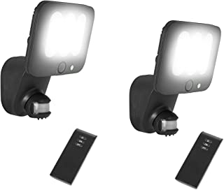 Juego de 2 LED Lampara de Seguridad-Foco exterior con detector de movimiento y alarma- 10 W- mando a distancia