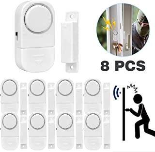 Juego de 8 detectores magneticos de seguridad para puerta y ventana- minialarmas inalambricas con sensor de entrada de infrarrojos- color blanco (bateria incluida)- marca Senweit