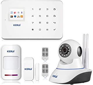 KERUI G18 APP Control Hogar del Alarma Sistema de Seguridad GSM Alarma Sensor de Ventana-Puerta Magnetico Inalambrico- Detector Movimiento- Camara IP Vigilancia Infrarroja WIFI para el Casa-Tiend