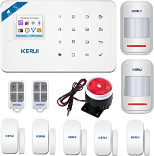 KERUI W18 GSM WIFI Sistema de Alarma Seguridad para Hogar por CALL-SMS-APP- Kits Alarma Antirrobo Inalambrico DIY con Detector-Sensor de Movimiento de Alarma Puerta sin cuotas para Casa-Tienda-Oficina