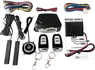 KKmoon Interruptor Kit de Sistema de Entrada Sin Llave para Coche SUV- Sistema de Alarma con Sensor de Vibracion Boton Pulsador Arranque Remoto Detener