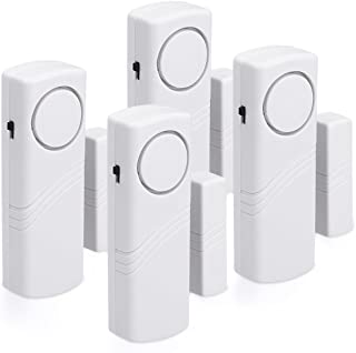 kwmobile Alarma para puertas y ventanas - set de 4 protecciones antirrobo incl. baterias - alama inalambrica - 100dB intensidad acustica - Seguridad para el hogar