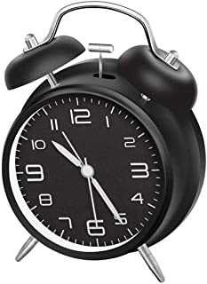 LATEC Reloj Despertador de Doble Campana con luz Nocturna- Gran Esfera de 4 Pulgadas- bateria de Reloj Despertador Ruidoso- sin tictac- silencioso- Timbre de Alarma Retro- Unidad de Cuarzo