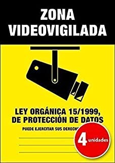 Lote (Pack) de 4 unidades - Pegatina Cartel Alarma ZONA VIDEOVIGILADA Disuasorio Aviso 15-1999-4 unidades