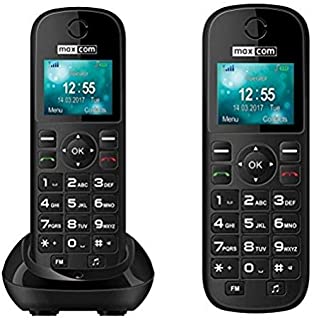 MaxCom MM35D - Telefono (Telefono DECT- Terminal inalambrico- Altavoz- 500 entradas- Negro)