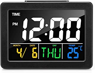 meross Despertador Digital Electronico- Reloj Despertador con Luz de Noche- Pantalla LCD con Fecha yTemperatura. Color Negro