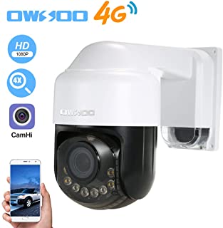 OWSOO 1080P Camara IP 4G- Lente de Zoom Optico 2.8-12 mm- Soporta 4G-GSM Network- PTZ- Alarma de Movimiento- Control de Phone- Audio Bidireccional- Vision Nocturna- Ranura para Tarjeta TF- Impermeable