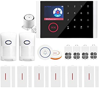 OWSOO Sistema de Alarma 433MHz- WiFi + gsm + GPRS 3 En 1- Pantalla Tactil LCD a Color de 2.4 Pulgadas- Control Remoto de Phone- Notificacion de Alarma- Anti-Mascota- Funcion de Phone- Un Boton de SOS