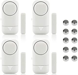 Shackcom 4pcs Alarma para Puertas y Ventanas de 120 dB para casa con Sensor Magnetico Inalambrico para Sistema de Seguridad para el hogar y Seguridad Infantil - Antirrobo Detectores Sirenas con Pilas