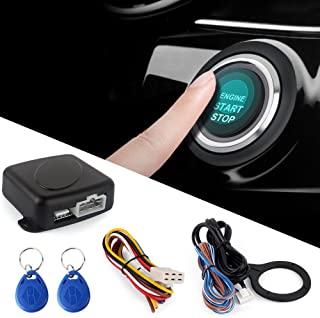SODIAL Smart RFID Sistema de alarma para automovil Push Engine Start Boton de detencion Lock Ignition Inmobilizer con control remoto sin llave Go Entry System 12V