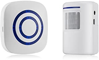 TOOGOO Detector sensor de movimiento de puerta de negocios inalambrico Alarma de entrada de seguridad de casa con 1 receptor enchufable y 1 detector PIR resistente a la intemperie (blanco)