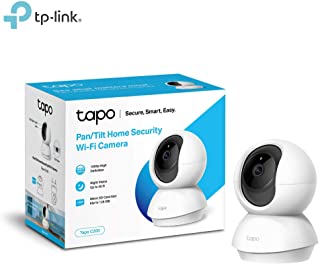 TP-Link - Camara IP WiFi y webcam- admite tarjeta SD de hasta 128 GB- FHD 1080p con vision nocturna- camara de mascota- deteccion de movimiento- audio de 2 vias- compatible con iOS-Android (Tapo C200)