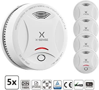 X-Sense Alarma de Humo SD13- Detector Fotoelectrico de Humo con Alarma de Incendio Inteligente- 10 Anos de Duracion de la Bateria y Chequeo Automatico- EN 14604- Certificacion CE - 5 Unidades