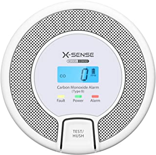 X-Sense Detector de monoxido de carbono con pantalla digital- Alarma de CO- Sensor preciso con vida util de 10 anos- Bateria reemplazable- Certificacion BSI- EN 50291