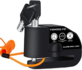 YOHOOLYO Candado Disco Moto con Alarma 7mm 110DB Antirrobo Alarma Moto con Cable Enrollado 1.2 Metros